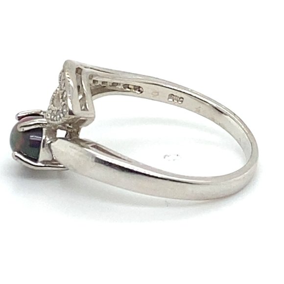 Black Opal 1.22ct Platinum Finish Solid 925 Sterling Silver Ring - Picture 7 of 7